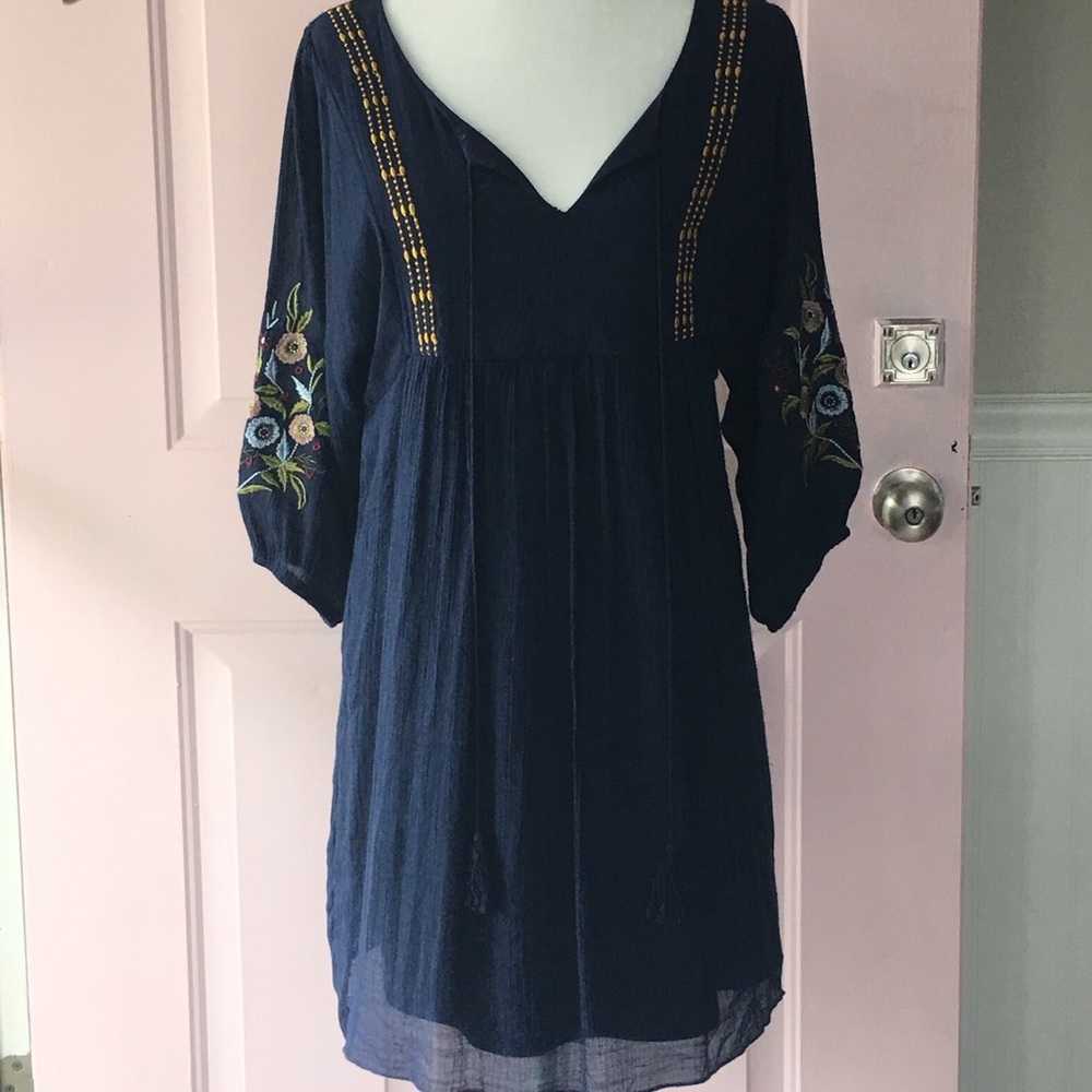 Navy boho blouse dress